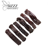 Adjustable Leather Braided Bracelet Set for Men