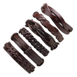 Adjustable Leather Braided Bracelet Set for Men