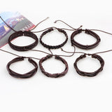 Adjustable Leather Braided Bracelet Set for Men