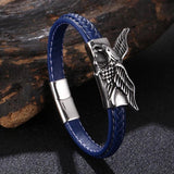 Punk Steel Eagle Stainless Steel Bracelet Soft Leather Jewelry For Men