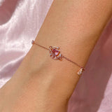 Ins Love Moon Bracelet Copper Plated Pink Heart Zircon Bracelet