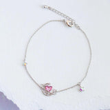 Ins Love Moon Bracelet Copper Plated Pink Heart Zircon Bracelet