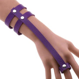 Vintage Purple Leather Stud Cuff Bracelet for Women