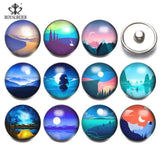 12pcs/lot Owl Mixed 18mm Glass Snap Button Charm for Snap Bracelet