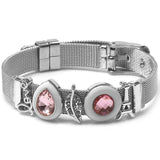 Rose Mesh Pink Crystal Drops Charm Women Love Bracelet