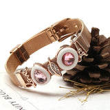 Rose Mesh Pink Crystal Drops Charm Women Love Bracelet