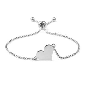 Love Heart Bracelet Stainless Steel Thin Chain Bangle