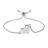 Love Heart Bracelet Stainless Steel Thin Chain Bangle
