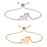 Love Heart Bracelet Stainless Steel Thin Chain Bangle