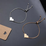 Love Heart Bracelet Stainless Steel Thin Chain Bangle