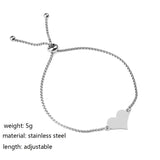 Love Heart Bracelet Stainless Steel Thin Chain Bangle
