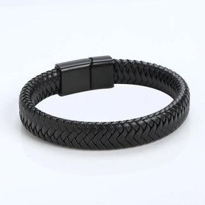 Stainless Steel Men's Leather Bracelet
