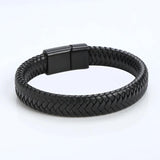Stainless Steel Men's Leather Bracelet