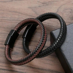 Stainless Steel Men's Leather Bracelet