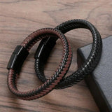Stainless Steel Men's Leather Bracelet