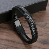 Stainless Steel Men's Leather Bracelet