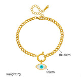 316L Stainless Steel Silver Eye Charm Bracelet For Women Girl Thick Chain