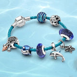 Summer Starfish Shell Leather Charm Bracelet
