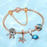 Summer Starfish Shell Leather Charm Bracelet