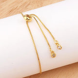 Adjustable CZ Tennis Bracelet For Women 18K Plated Box Chain Gift
