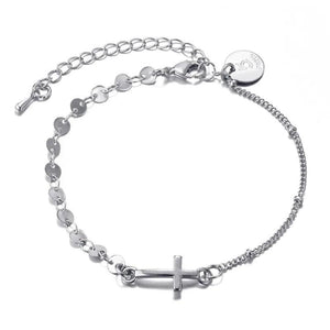 Cross Charms Bracelets Sequins Steel Chain Bracelets Number 5 Jewelry