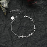 Cross Charms Bracelets Sequins Steel Chain Bracelets Number 5 Jewelry