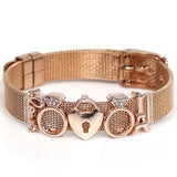 Rose Stainless Steel Mesh Watch Belt Bracelet For Women