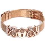 Rose Stainless Steel Mesh Watch Belt Bracelet For Women