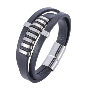 Punk Rock Leather Bracelet Men Magnet Bangle Armband Jewelry
