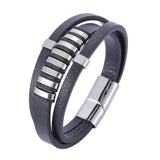 Punk Rock Leather Bracelet Men Magnet Bangle Armband Jewelry