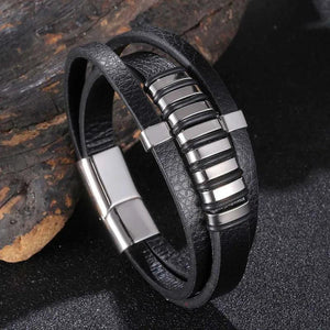 Punk Rock Leather Bracelet Men Magnet Bangle Armband Jewelry