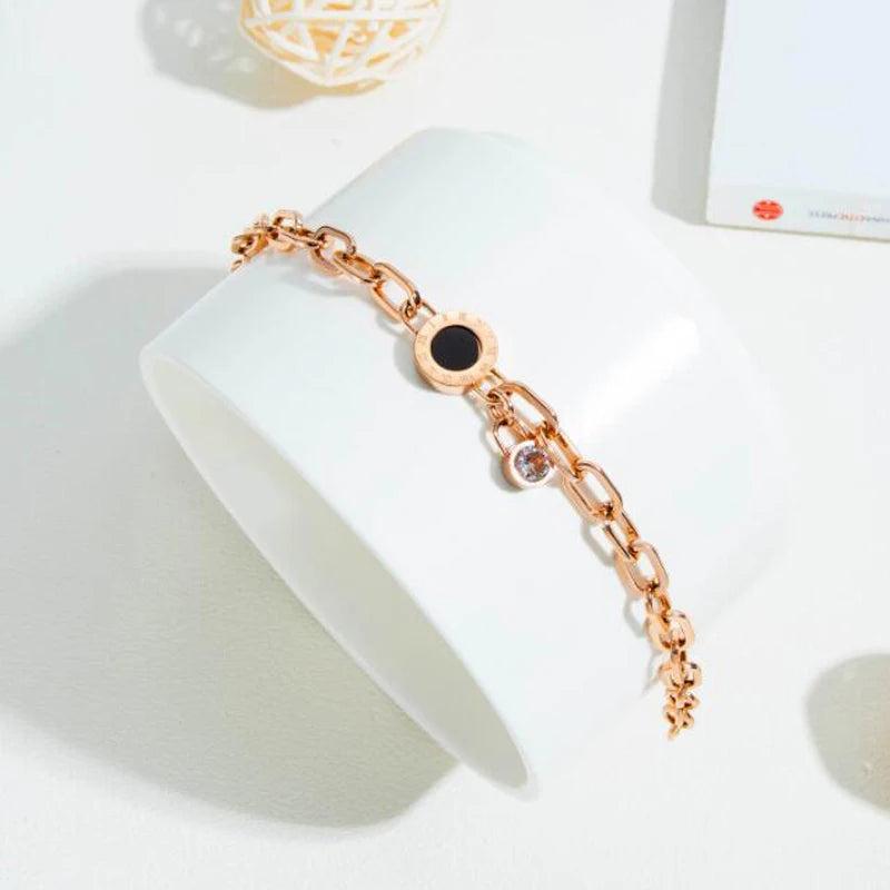 Stainless Steel Round Tag Chain Bracelet for Women