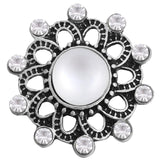 6pcs 18mm Rhinestone Flower Metal Snap Buttons for Snap Jewelry