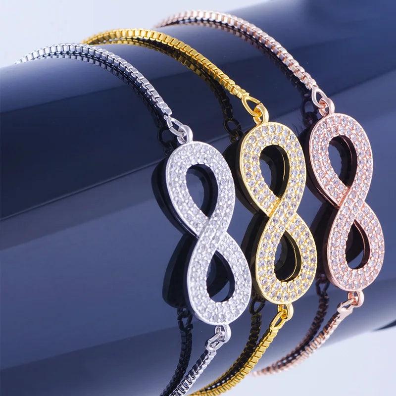 Vintage Zircon Charms Bracelets Copper Chain Square Friendship Bra