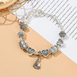 Marine Beads Sailboat Charm Bracelet Silver Lobster Clasp Bangle
