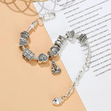 Marine Beads Sailboat Charm Bracelet Silver Lobster Clasp Bangle