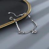 Silver Love Heart Bracelet for Women Girl Gift Beaded Fringe Squares
