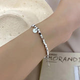 Silver Love Heart Bracelet for Women Girl Gift Beaded Fringe Squares