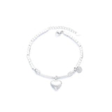 Silver Love Heart Bracelet for Women Girl Gift Beaded Fringe Squares