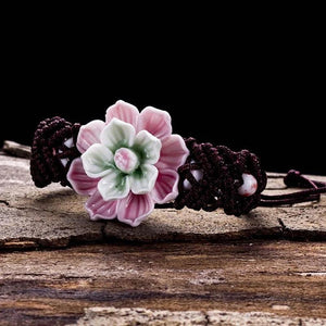 Hand-knitted Flowers Ceramic Bracelet for Women