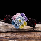 Hand-knitted Flowers Ceramic Bracelet for Women