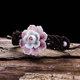 Hand-knitted Flowers Ceramic Bracelet for Women