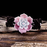 Hand-knitted Flowers Ceramic Bracelet for Women