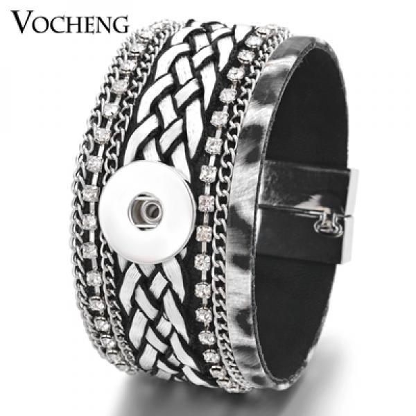 Vocheng Ginger Snap Button Bracelet with Crystal Inlay