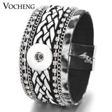 Vocheng Ginger Snap Button Bracelet with Crystal Inlay