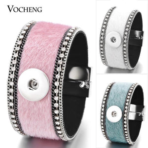 Vocheng Ginger Snap Button Bracelet with Crystal Inlay