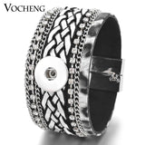 Vocheng Ginger Snap Button Bracelet with Crystal Inlay
