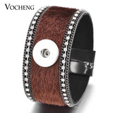 Vocheng Ginger Snap Button Bracelet with Crystal Inlay