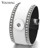 Vocheng Ginger Snap Button Bracelet with Crystal Inlay