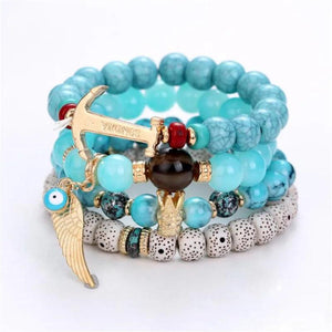 Boho Beaded Bracelets Set with Colorful Gems Wrap Bracelet